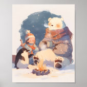 Arctic Animals Nursery Wall Art Christmas Print  (Voorkant)