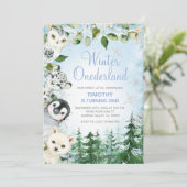 Arctic Animals Onederland Jongen 1e Verjaardag Kaart (Staand voorkant)