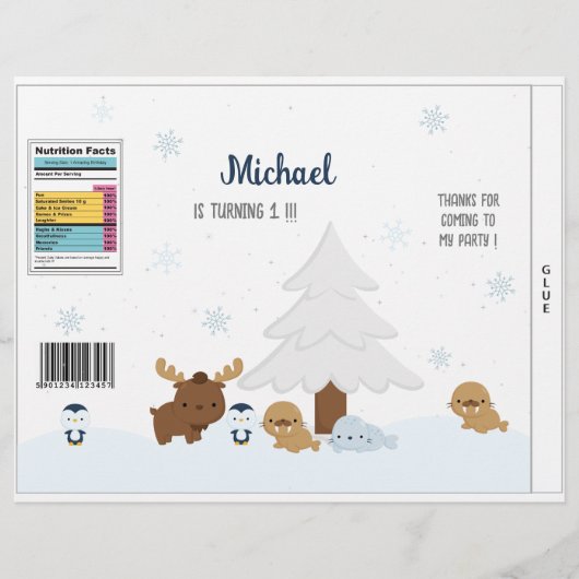 Arctic Animals Party Favor Bag Chip Bag Wrapper Flyer (Voorkant)