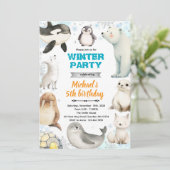 Arctic Animals theme invite Kaart (Staand voorkant)