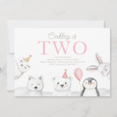 Arctic Animals verjaardagsuitnodiging Kaart (Voorkant)