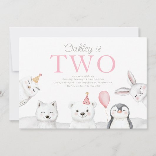 Arctic Animals verjaardagsuitnodiging Kaart (Voorkant)