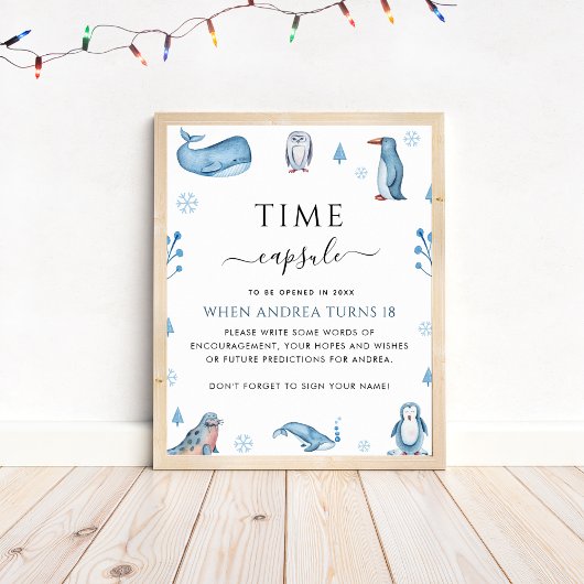 Arctic Animals Winter 1e Verjaardag Tijd Capsule Poster