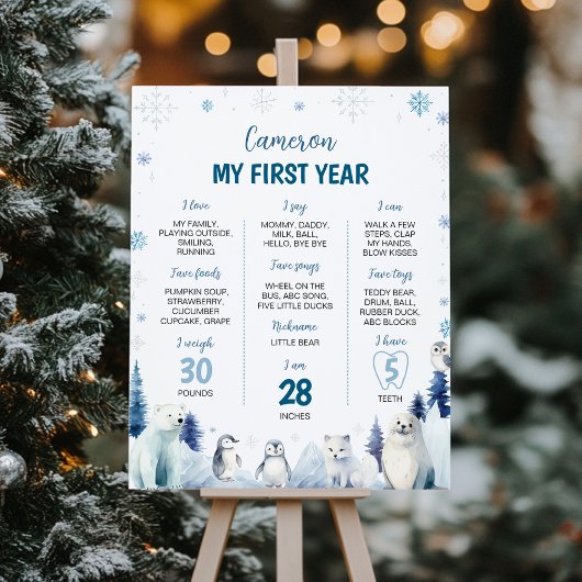 Arctic Animals Winter 1st Verjaardag Party Mijlpaa Poster