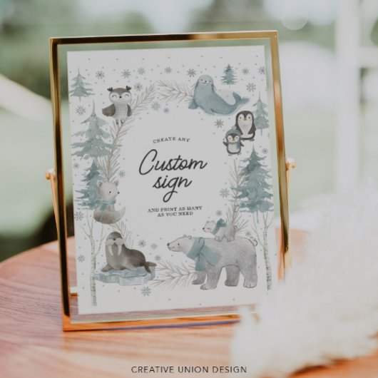 Arctic Animals Winter Baby shower Custom Sign