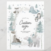 Arctic Animals Winter Baby shower Custom Sign (Voorkant)