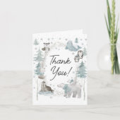 Arctic Animals Winter Baby shower Dank je wel kaar Bedankkaart (Voorkant)