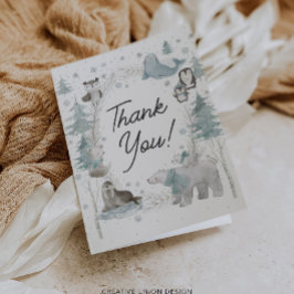 Arctic Animals Winter Baby shower Dank je wel kaar Bedankkaart
