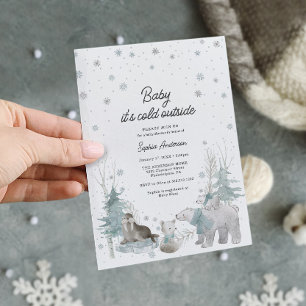 Arctic Animals Winter Baby shower Invitation Kaart