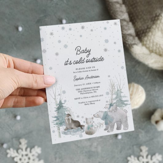 Arctic Animals Winter Baby shower Invitation Kaart