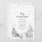 Arctic Animals Winter Baby shower Invitation Kaart (Voorkant)