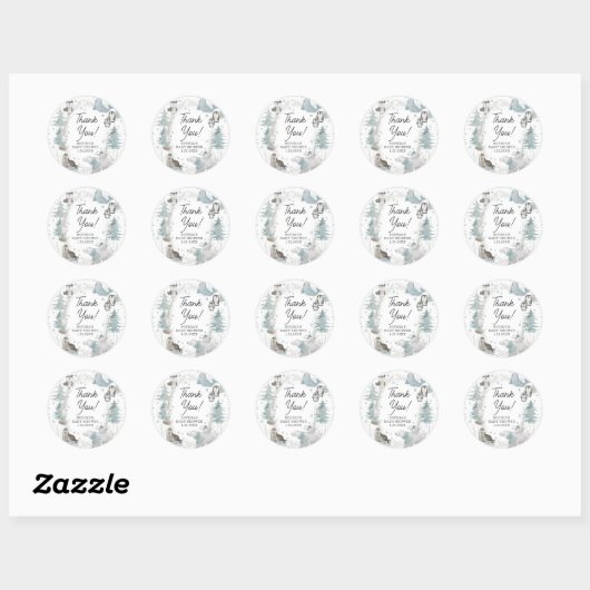Arctic Animals Winter Baby shower Stickers (Vel)