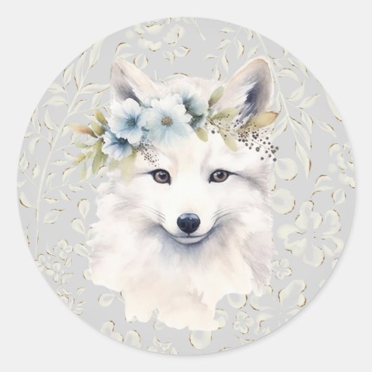 Arctic Animals Winter Floral Holiday Sticker (Voorkant)