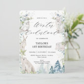 Arctic Animals Winter Onederland 1e verjaardag Kaart (Staand voorkant)