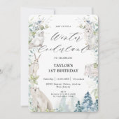 Arctic Animals Winter Onederland 1e verjaardag Kaart (Voorkant)