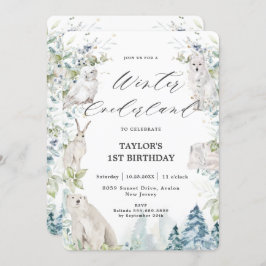 Arctic Animals Winter Onederland 1e verjaardag Kaart