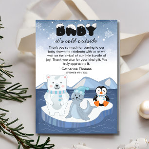Arctic Animals Winter Wonderland Baby shower Bedankkaart