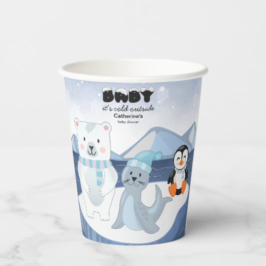 Arctic Animals Winter Wonderland Baby shower Papieren Bekers (Achterkant)