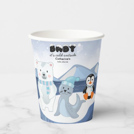 Arctic Animals Winter Wonderland Baby shower Papieren Bekers (Voorkant)