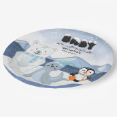 Arctic Animals Winter Wonderland Baby shower Papieren Bordje (Gekanteld)