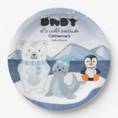 Arctic Animals Winter Wonderland Baby shower Papieren Bordje (Voorkant)