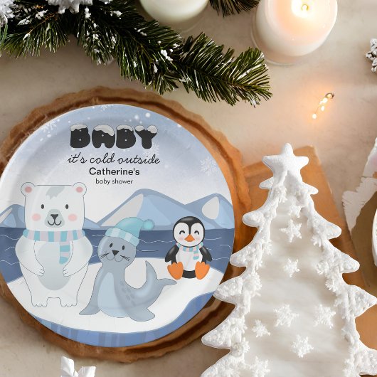 Arctic Animals Winter Wonderland Baby shower Papieren Bordje