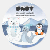 Arctic Animals Winter Wonderland Baby shower Ronde Sticker (Voorkant)