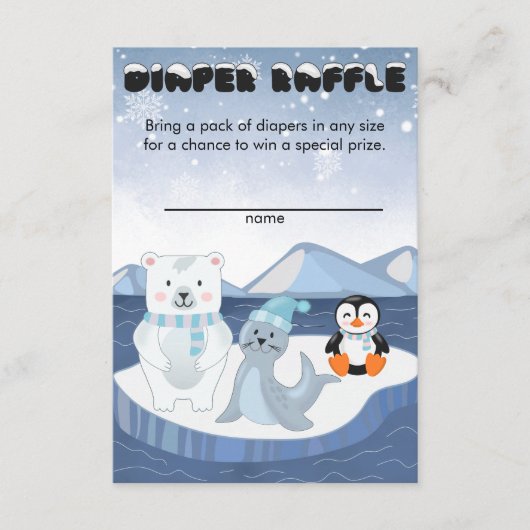 Arctic Animals Winter Wonderland Luier Raffle Informatiekaartje (Voorkant)