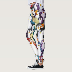 Arctic Aura: Penguin Design Waterverf Leggings