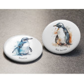 Arctic Azure Waterverf Penguin, op maat Button Flesopener