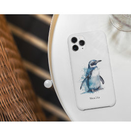 Arctic Azure Waterverf Penguin, op maat Case-Mate iPhone Case