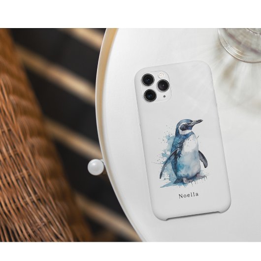 Arctic Azure Waterverf Penguin, op maat Case-Mate iPhone Case