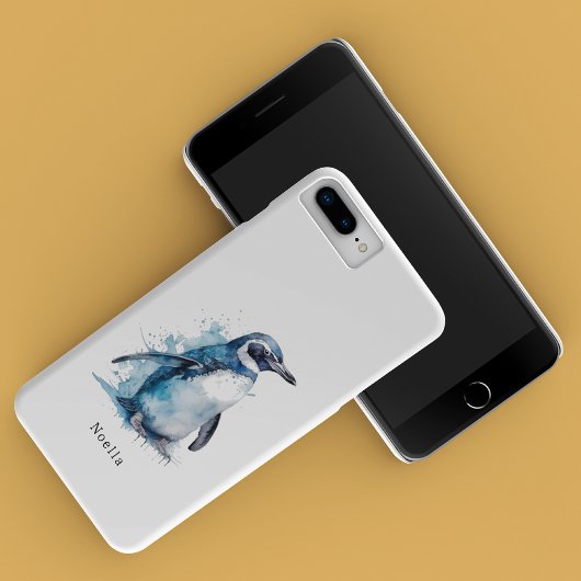 Arctic Azure Waterverf Penguin, op maat Case-Mate iPhone Case