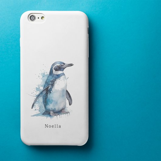 Arctic Azure Waterverf Penguin, op maat Case-Mate iPhone Case