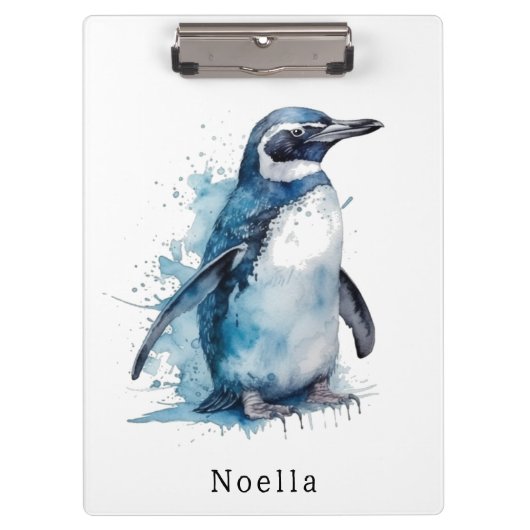 Arctic Azure Waterverf Penguin, op maat Klembord (Voorkant)