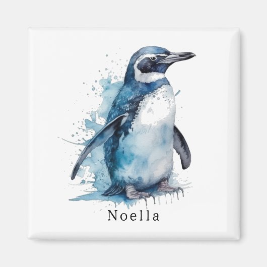 Arctic Azure Waterverf Penguin, op maat Magneet (Voorkant)