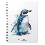 Arctic Azure Waterverf Penguin, op maat Notitieboek (Voorkant)