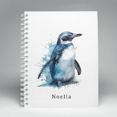 Arctic Azure Waterverf Penguin, op maat Notitieboek