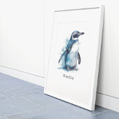 Arctic Azure Waterverf Penguin, op maat Poster