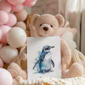 Arctic Azure Waterverf Penguin, op maat Save The Date