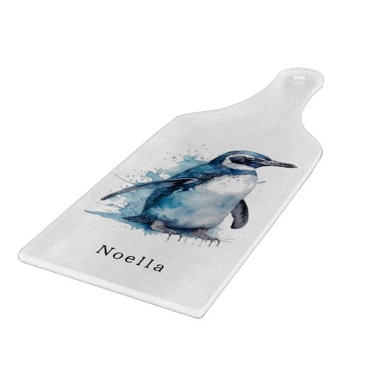 Arctic Azure Waterverf Penguin, op maat Snijplank (Hoek)