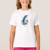 Arctic Azure Waterverf Penguin, op maat T-shirt (Voorkant)