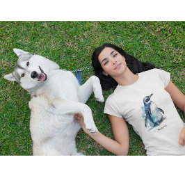 Arctic Azure Waterverf Penguin, op maat T-shirt