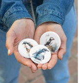 Arctic Azure Waterverf Penguin, op maat Vierkante Button 5,1 Cm