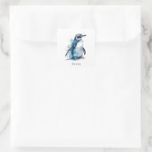 Arctic Azure Waterverf Penguin, op maat Vierkante Sticker (Tas)