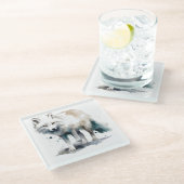 Arctic Beauty beroemd gemaakt door Winter Fox Glazen Onderzetter (Schuin)