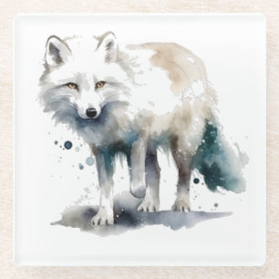 Arctic Beauty beroemd gemaakt door Winter Fox Glazen Onderzetter