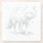 Arctic Beauty beroemd gemaakt door Winter Fox Glazen Onderzetter (Achterkant)
