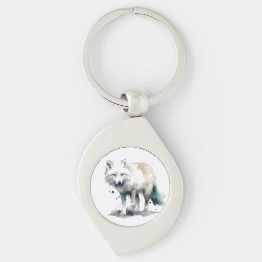 Arctic Beauty beroemd gemaakt door Winter Fox Sleutelhanger (Voorkant)