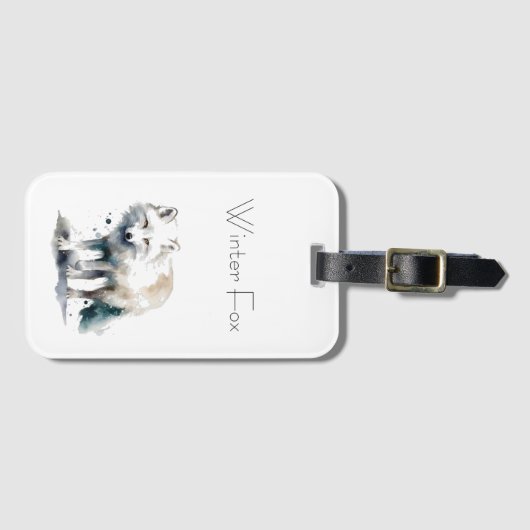 Arctic Beauty: Winter Fox op maat Bagagelabel (Voorkant (horizontaal))